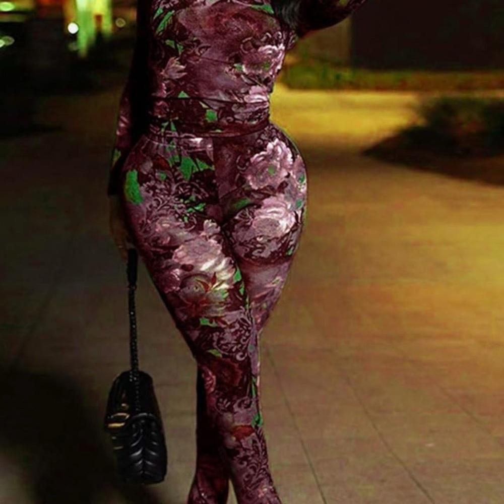 Sheer Floral Women's 2 piece outfit